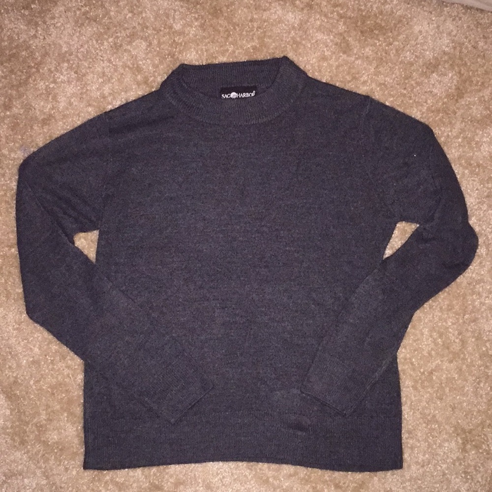 Sag Harbor Grey Mock Turtle Neck-Small